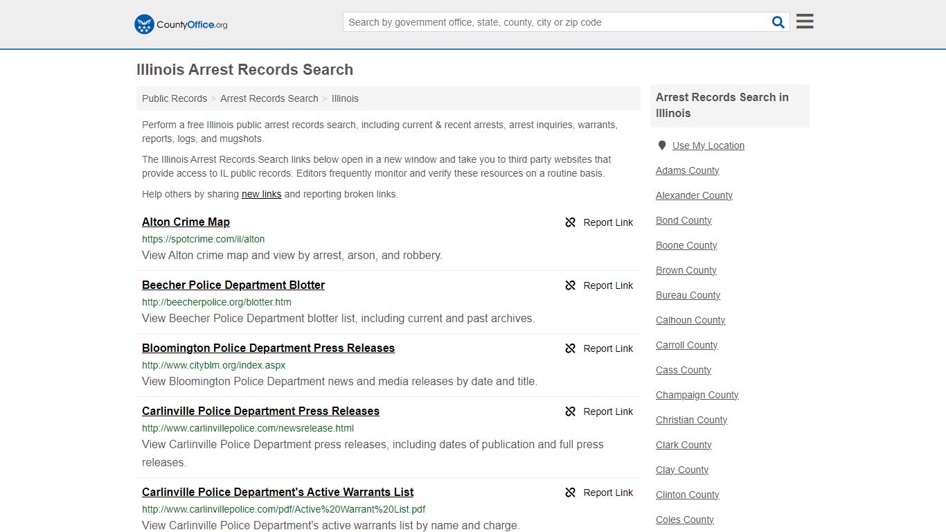 Arrest Records Search - Illinois (Arrests & Mugshots) - County Office